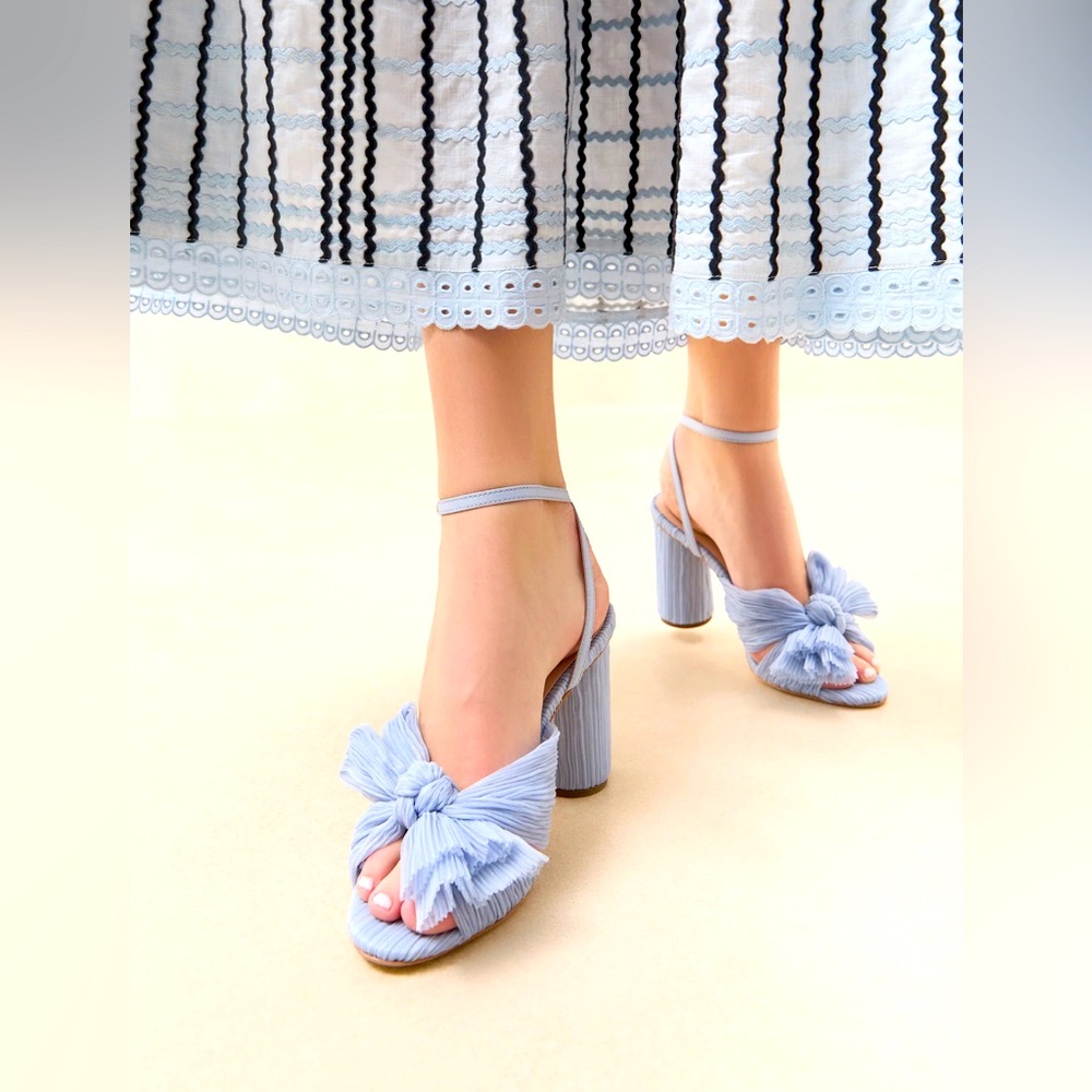 Camellia Blue Pleated Bow Heel - SZ 7.5